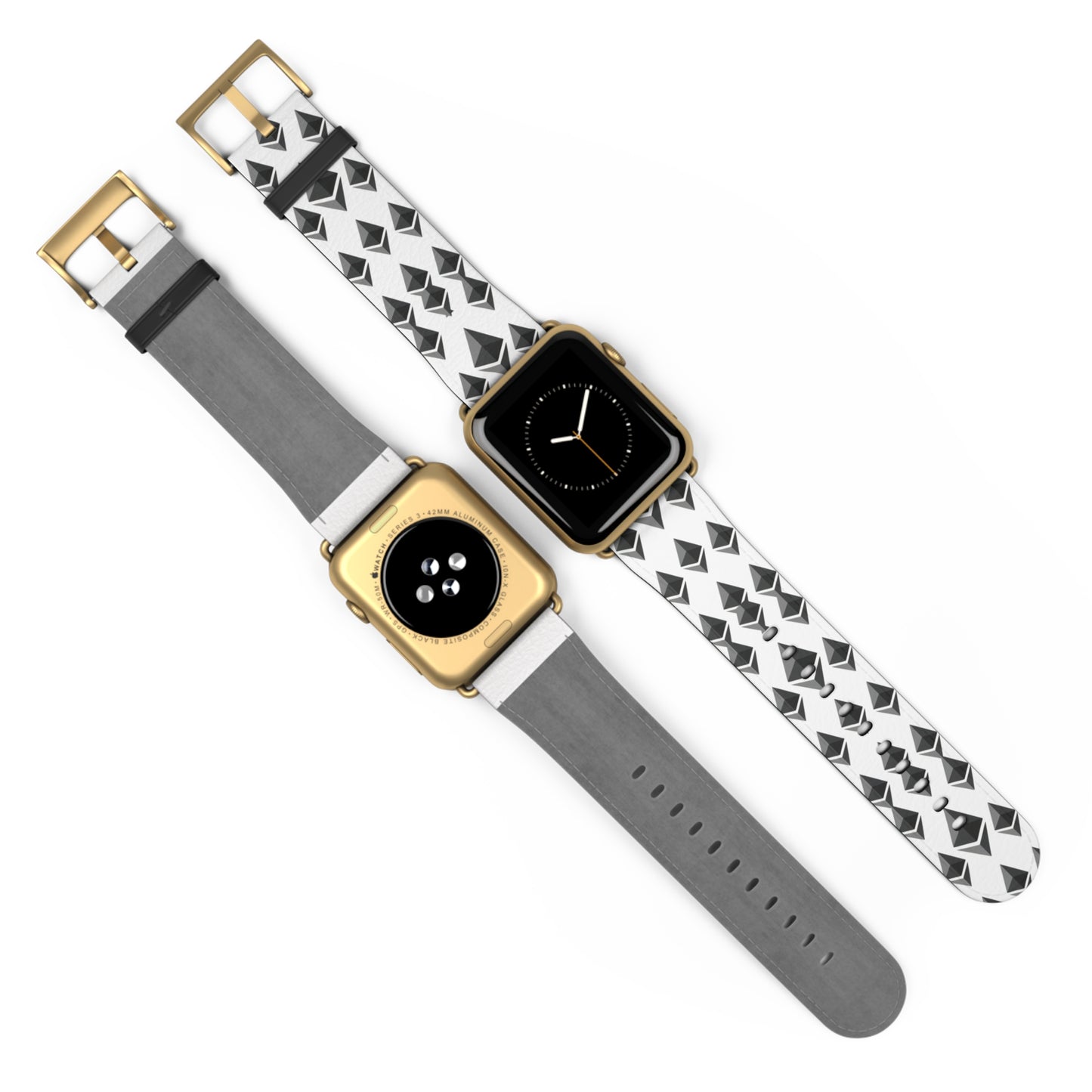 Black and White Geometric Ethereum Pattern iWatch Band