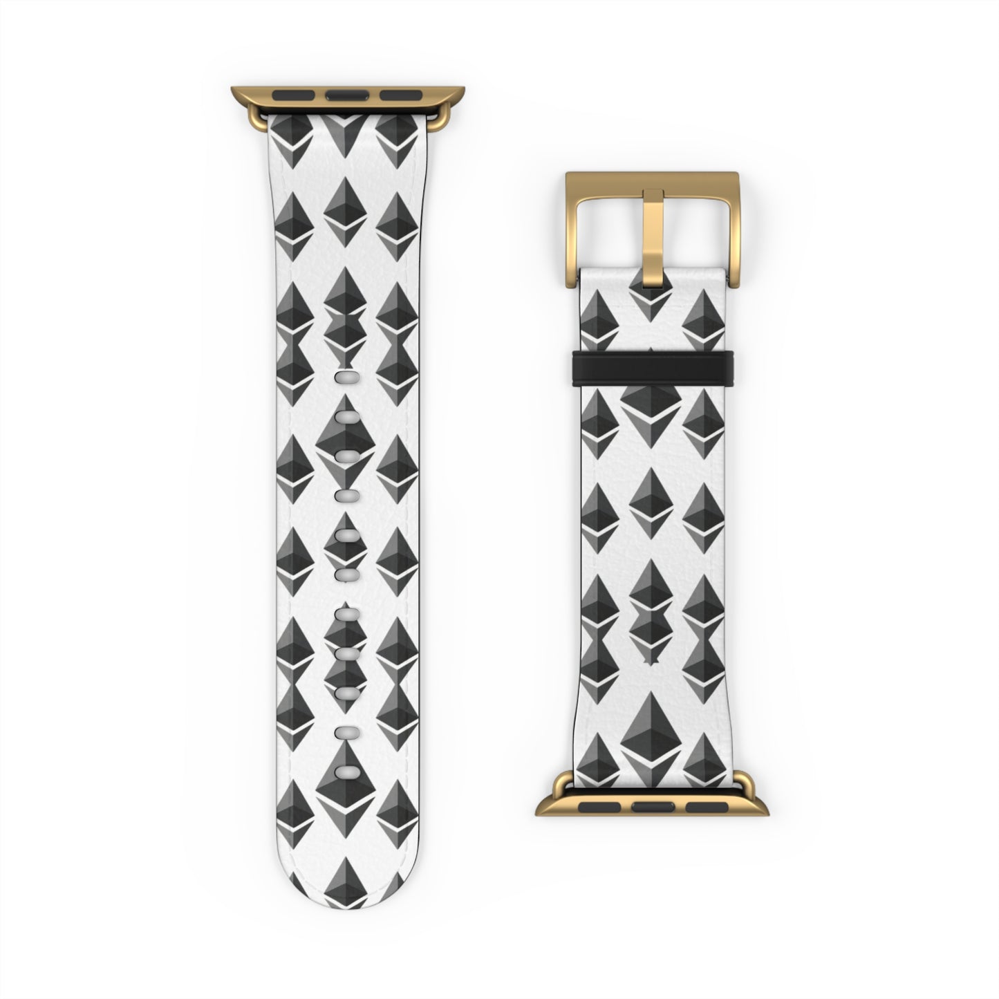 Black and White Geometric Ethereum Pattern iWatch Band