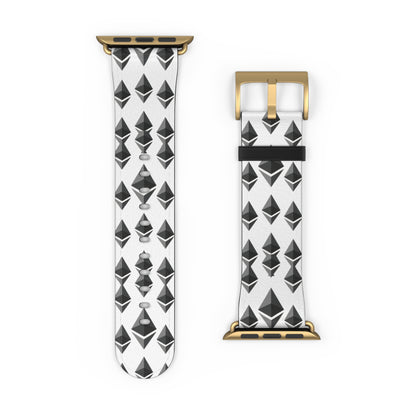 Black and White Geometric Ethereum Pattern iWatch Band