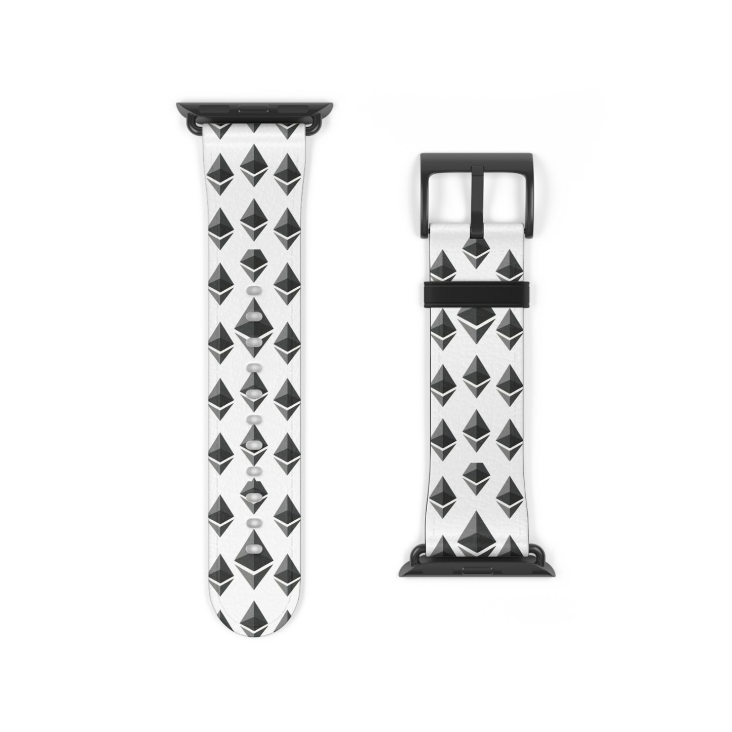 Black and White Geometric Ethereum Pattern iWatch Band