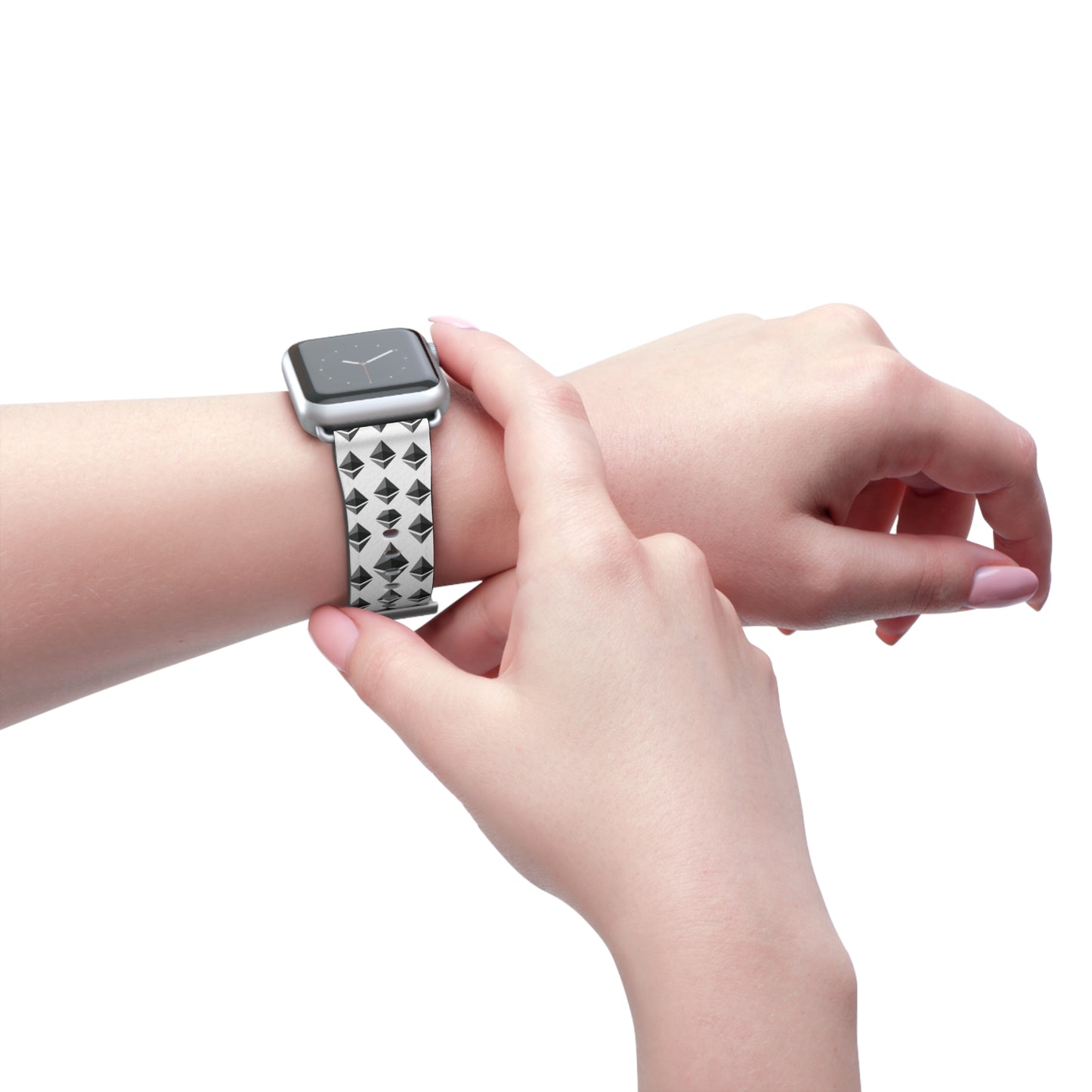 Black and White Geometric Ethereum Pattern iWatch Band