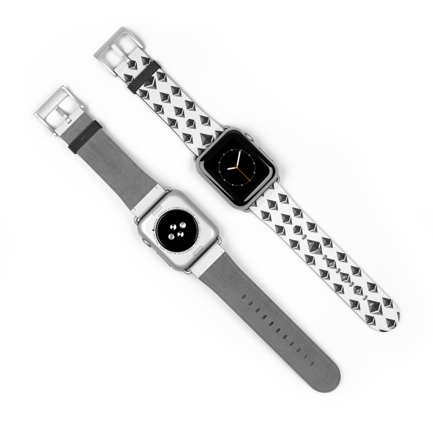Black and White Geometric Ethereum Pattern iWatch Band