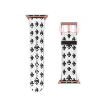 Black and White Geometric Ethereum Pattern iWatch Band