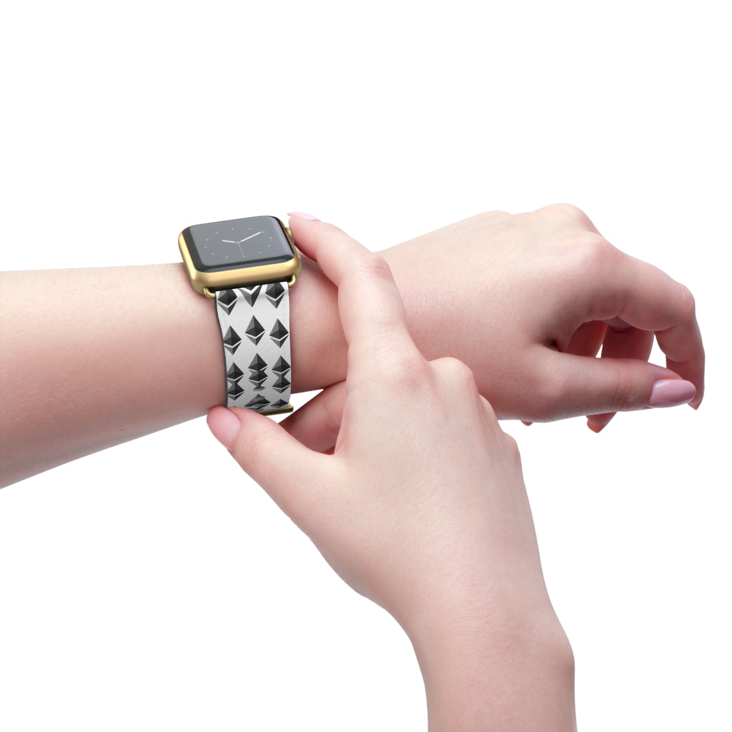 Black and White Geometric Ethereum Pattern iWatch Band