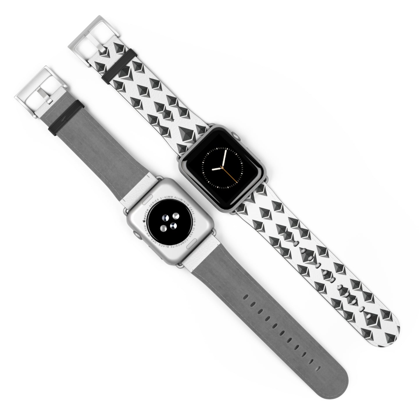 Black and White Geometric Ethereum Pattern iWatch Band