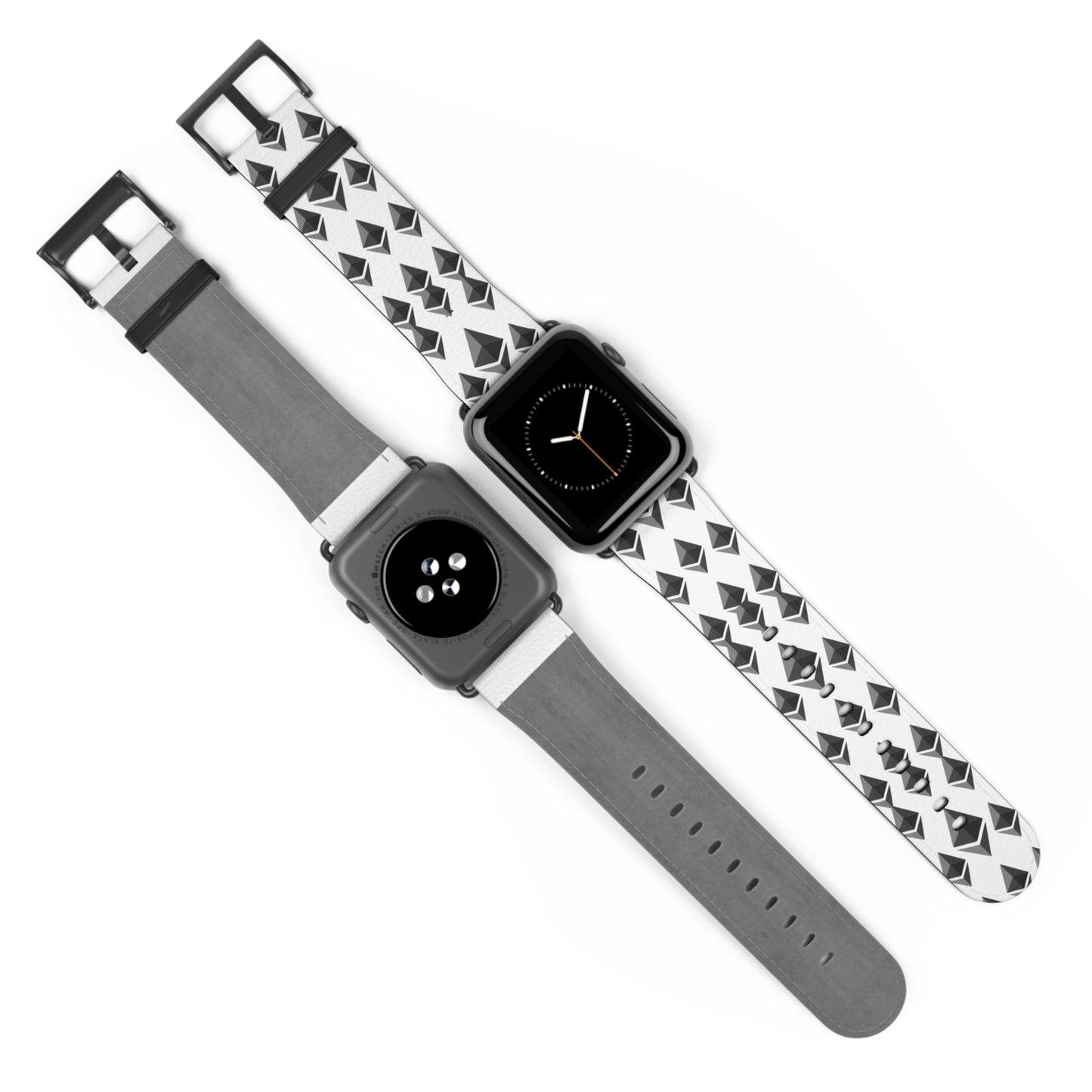 Black and White Geometric Ethereum Pattern iWatch Band