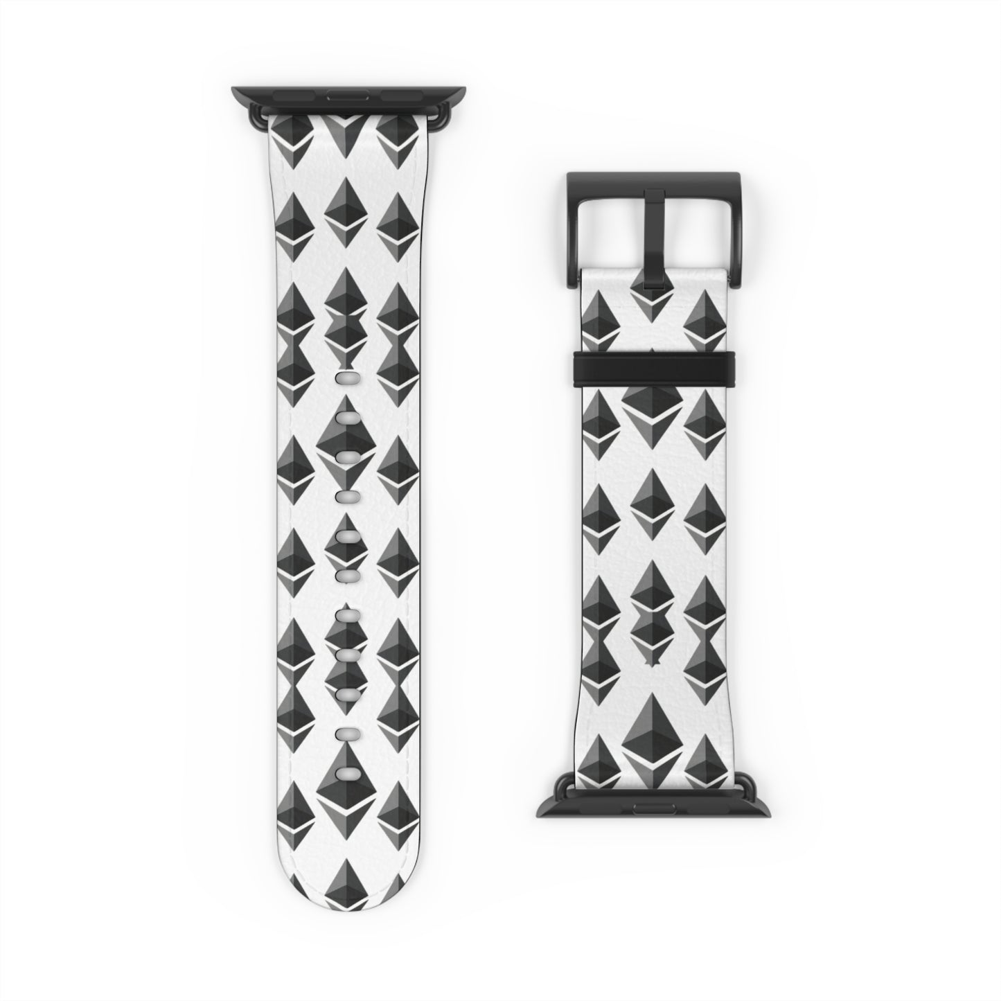 Black and White Geometric Ethereum Pattern iWatch Band