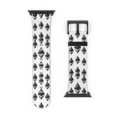 Black and White Geometric Ethereum Pattern iWatch Band