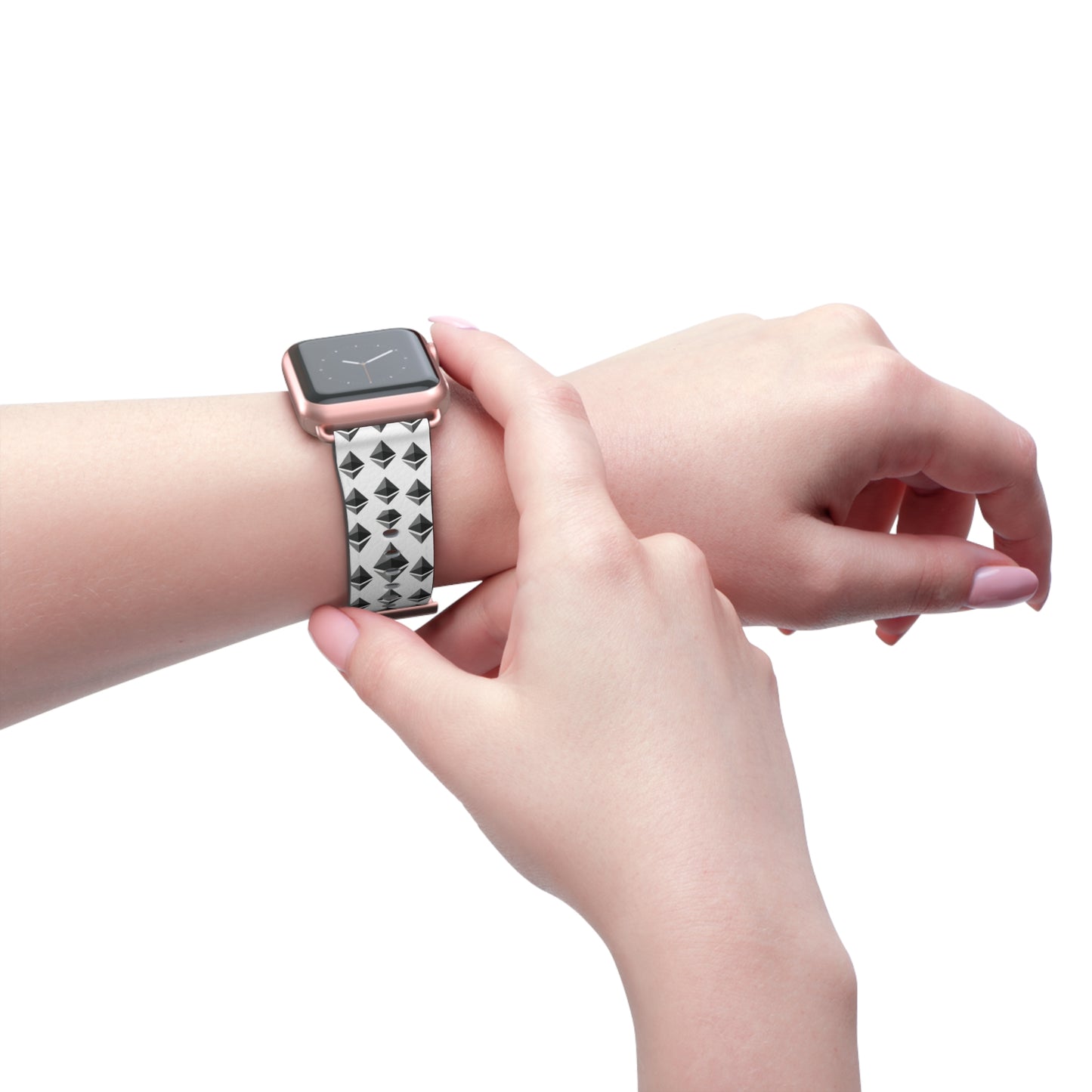 Black and White Geometric Ethereum Pattern iWatch Band