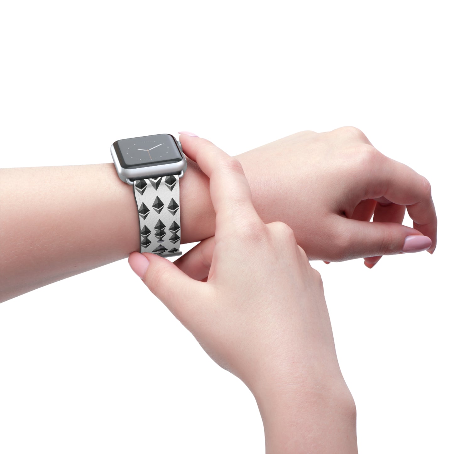 Black and White Geometric Ethereum Pattern iWatch Band