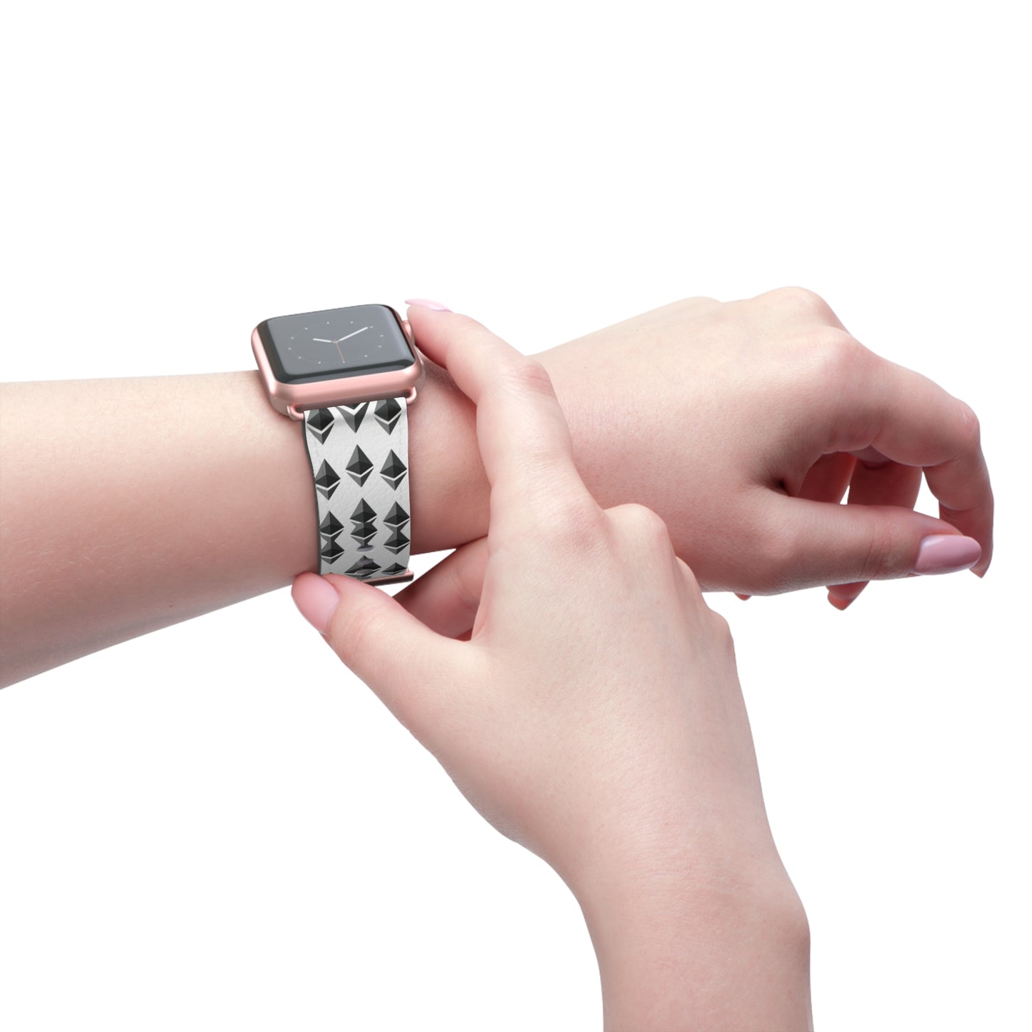 Black and White Geometric Ethereum Pattern iWatch Band