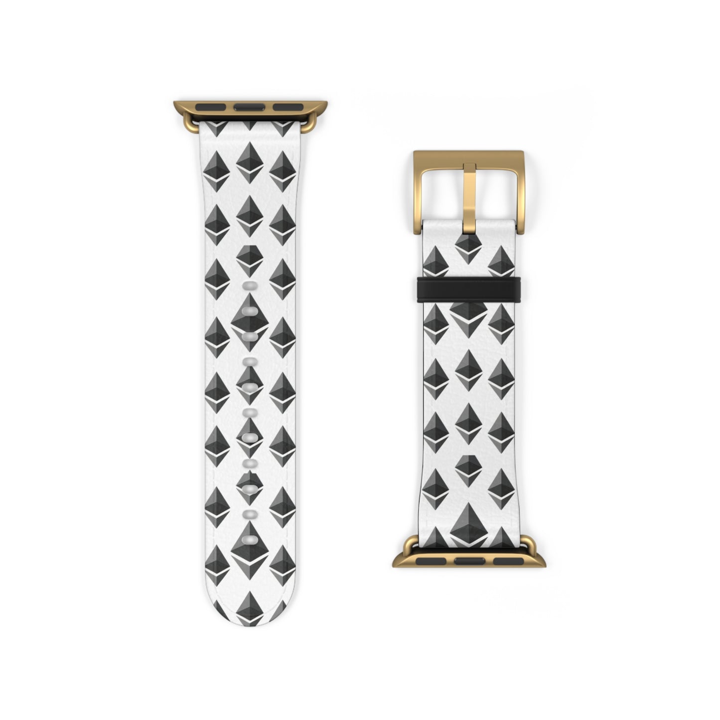 Black and White Geometric Ethereum Pattern iWatch Band