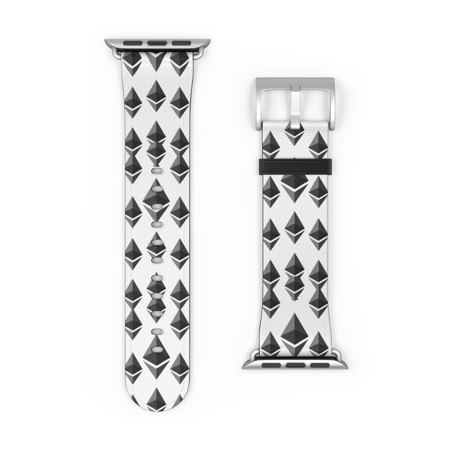 Black and White Geometric Ethereum Pattern iWatch Band