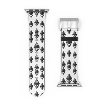 Black and White Geometric Ethereum Pattern iWatch Band