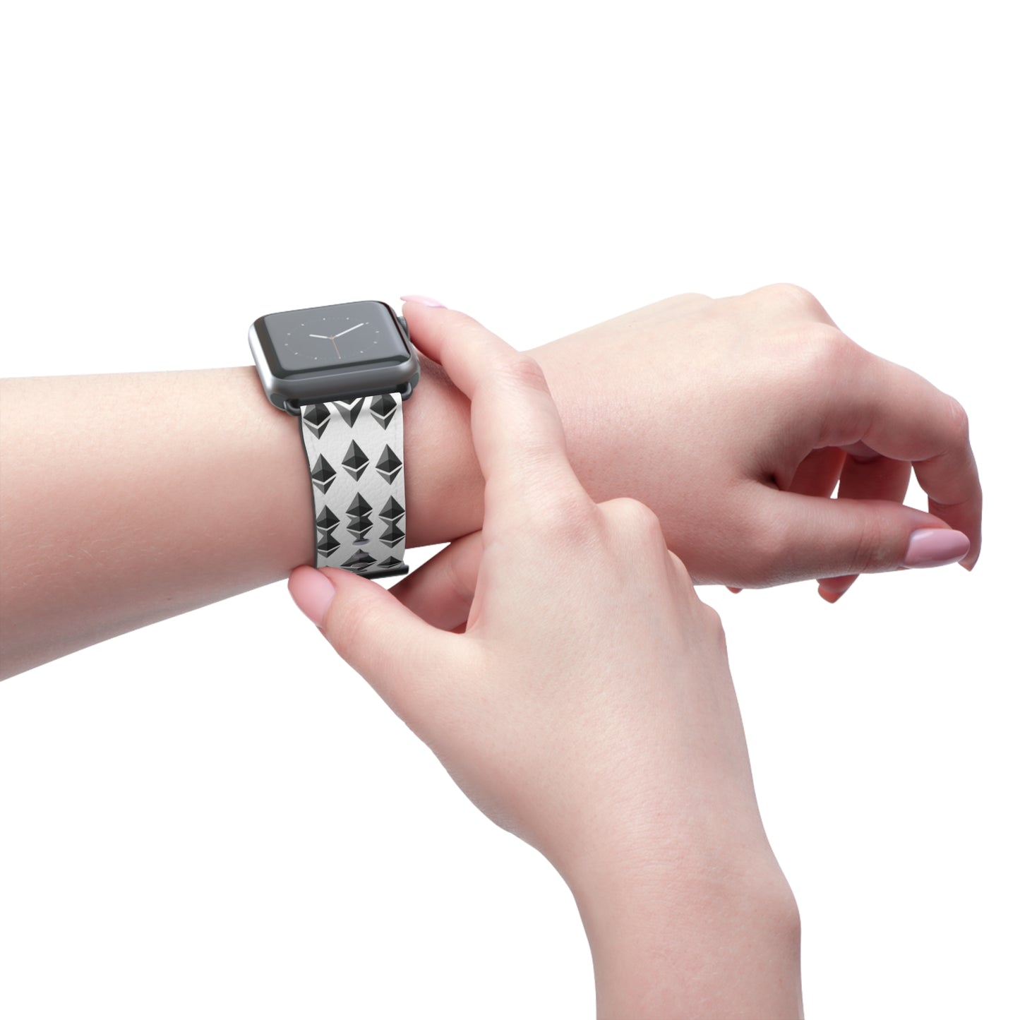 Black and White Geometric Ethereum Pattern iWatch Band